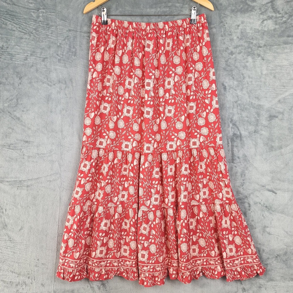 Womens Skirt Large Floral Maxi Tiered Boho Coastal Festival Cottagecore Prairie - Picture 7 of 8